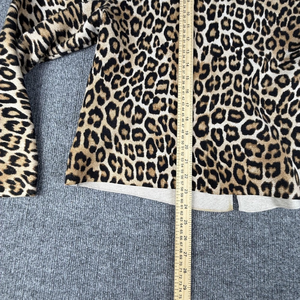 Chicos Cardigan Sweater Womens 2 Brown Leopard Print Button Front Stretch Knit - Picture 10 of 12